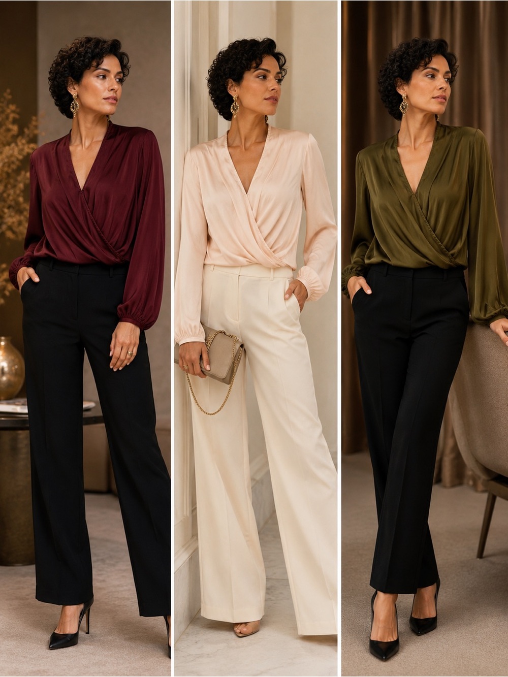 Banana Republic 3-Piece Satin Wrap Blouse Set – XL | Bundle & Save 💸💸💸